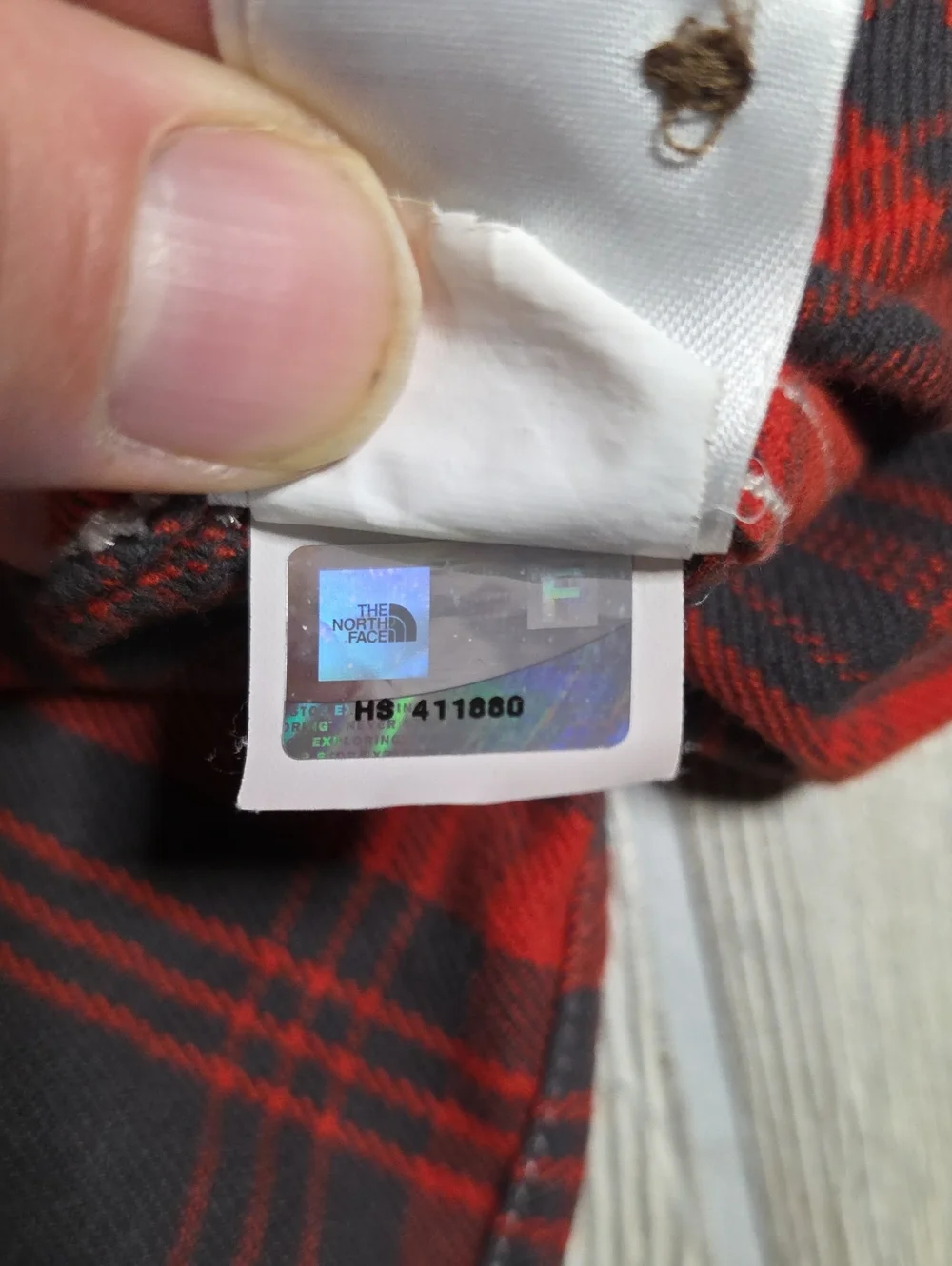 The North Face Red and Grey Plaid Flannel Button Up Shirt Mens Size Large